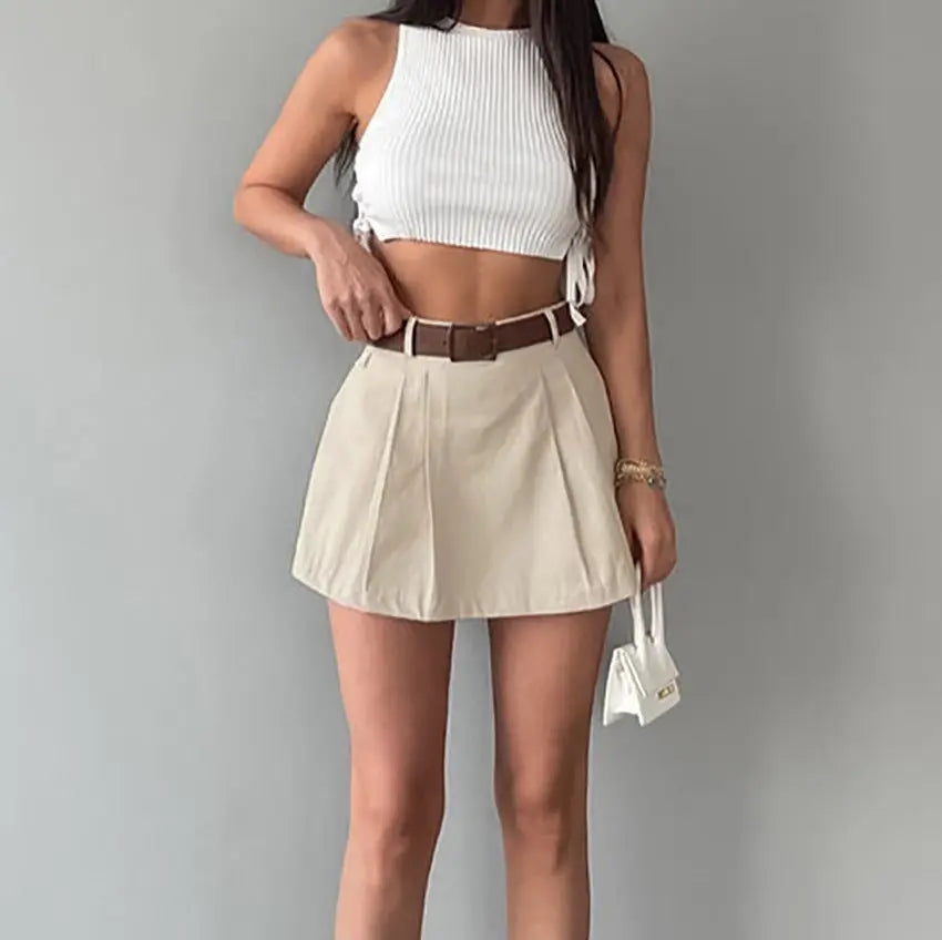 Women's Fashion Solid Color High Waist Skirt hercurva