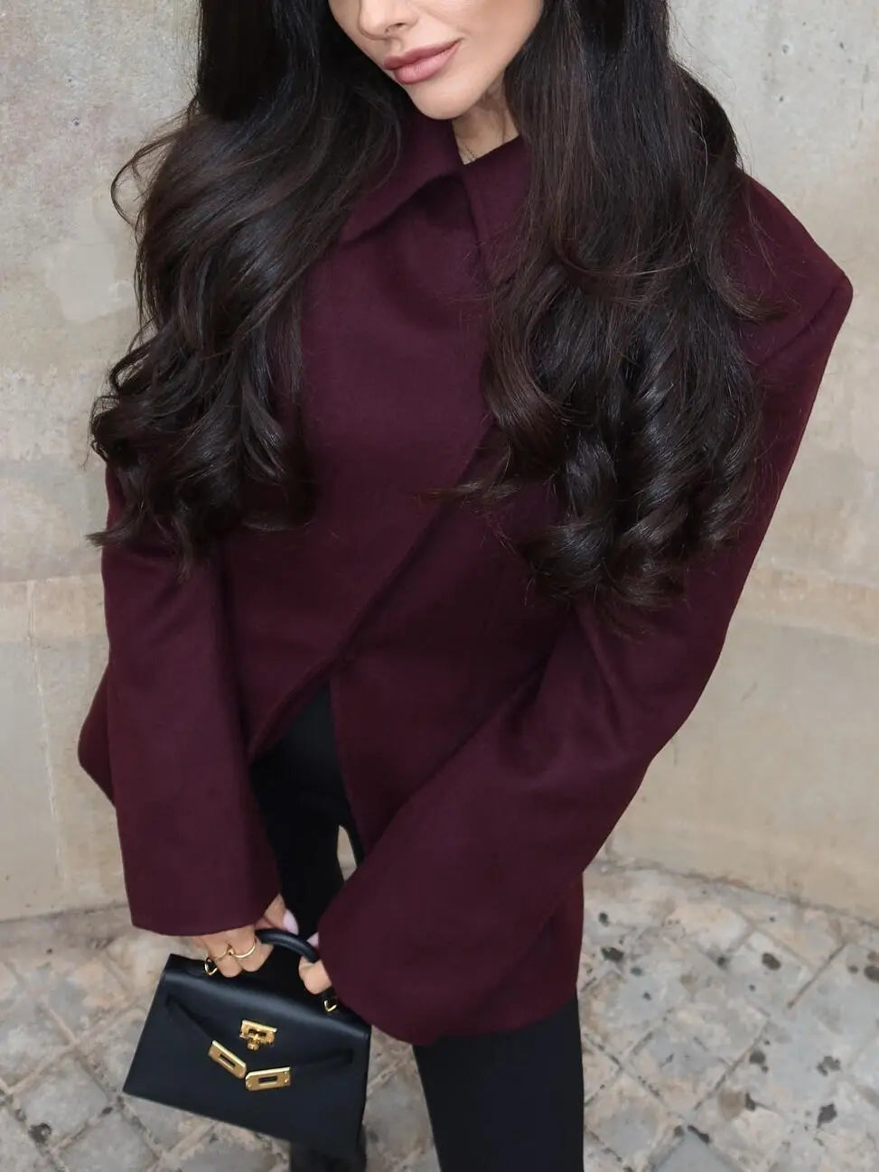 Burgundy Cross Placket Blazer hercurva