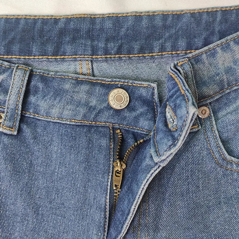 Women's Jeans Loose Mid Waist Casual Straight-leg hercurva