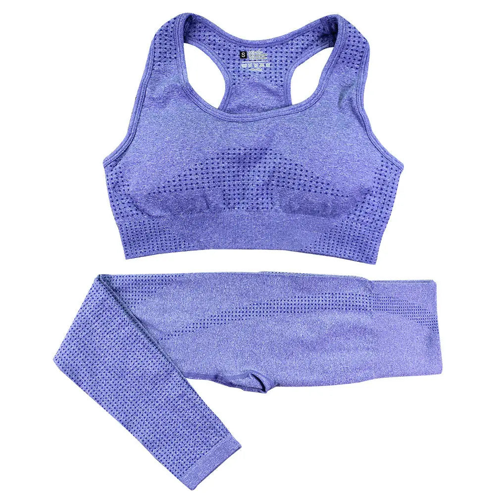 2PCS Seamless Yoga Set Women Tracksuit High Waist Leggings Workout Sportswear Gym Clothing Fitness Crop Top Sports Suits Gym Set hercurva