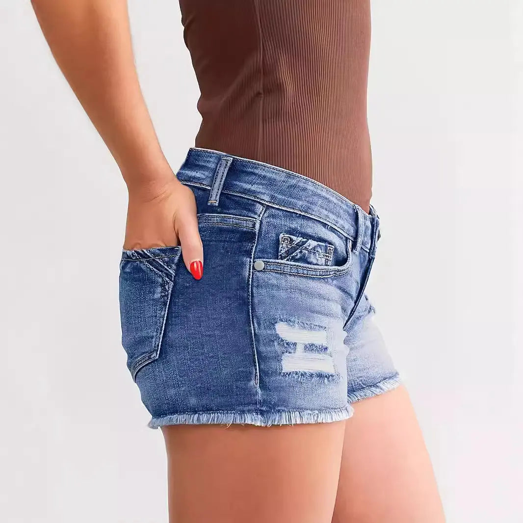Ladies Ripped Wadding Button Shorts hercurva