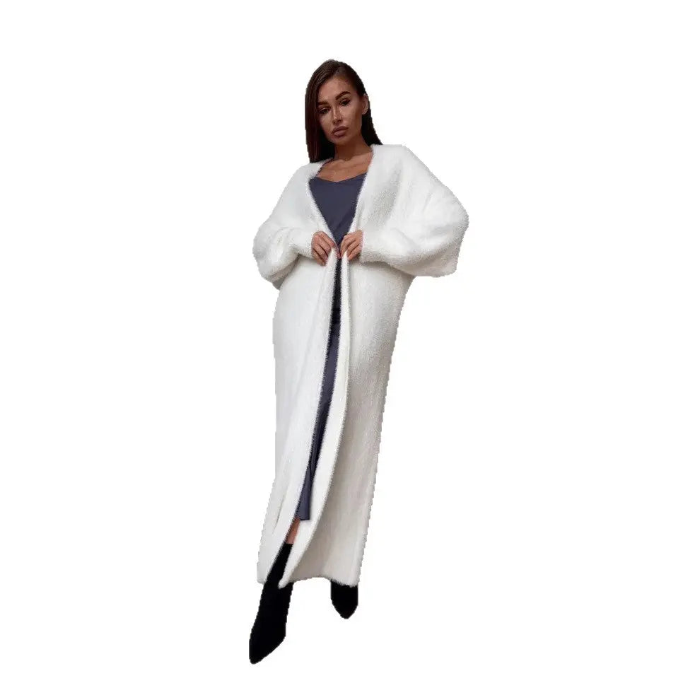 Imitation Mink White Sweater Cardigan Coat Women's Loose hercurva