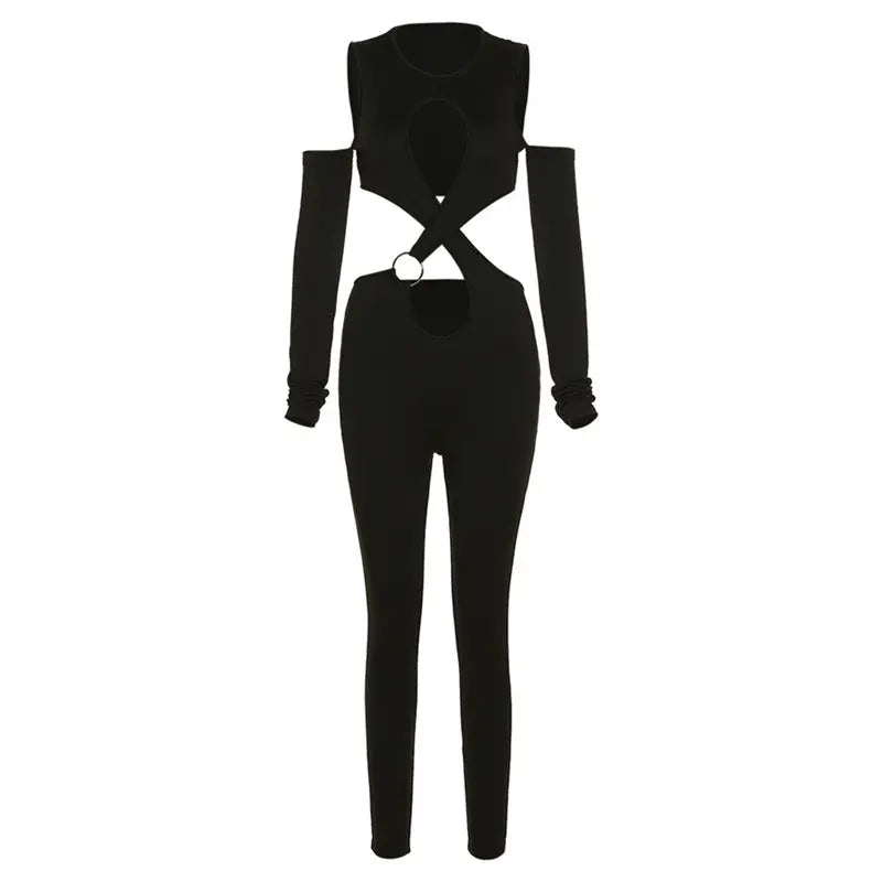 Women's cut-out patchwork bodysuit hercurva