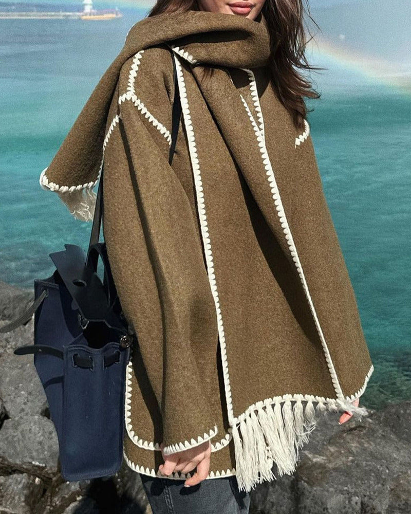 SUMA - Hepburn Style Woolen Cape Coat RSA11568