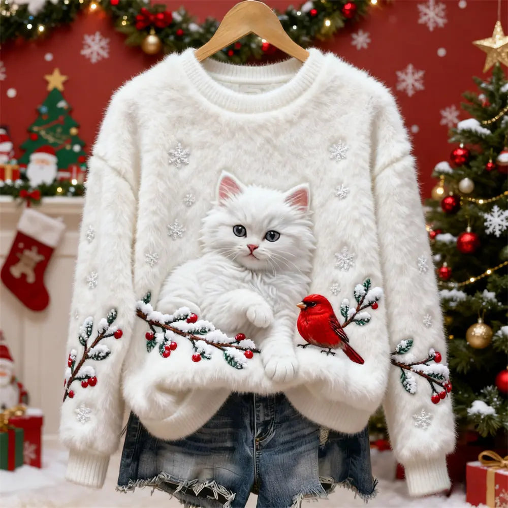 Women's Christmas Crew-neck Patterned Top hercurva