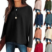 High And Low Batwing Sleeve Knitted Loose Pullover Waist Top hercurva
