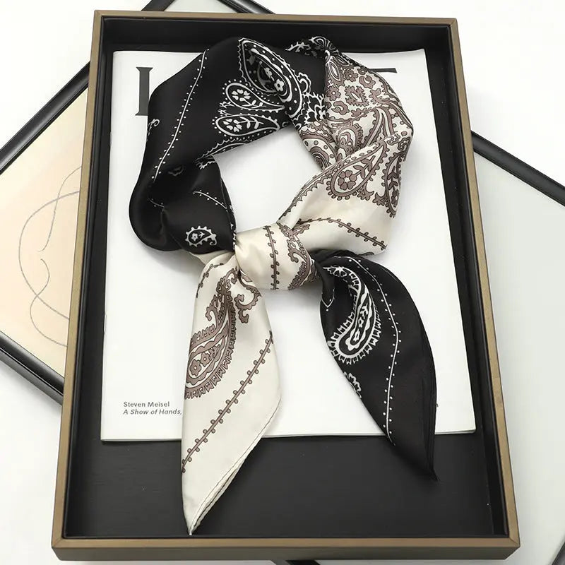 Artificial Silk Striped High-grade Korean Style Stylish Beach Arm Bag Silk Scarf hercurva
