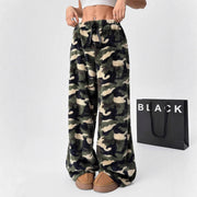 New Casual Leopard Print Lace-up Wide-leg Pants hercurva