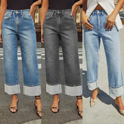 Retro Curling New Elastic Straight Jeans For Women hercurva
