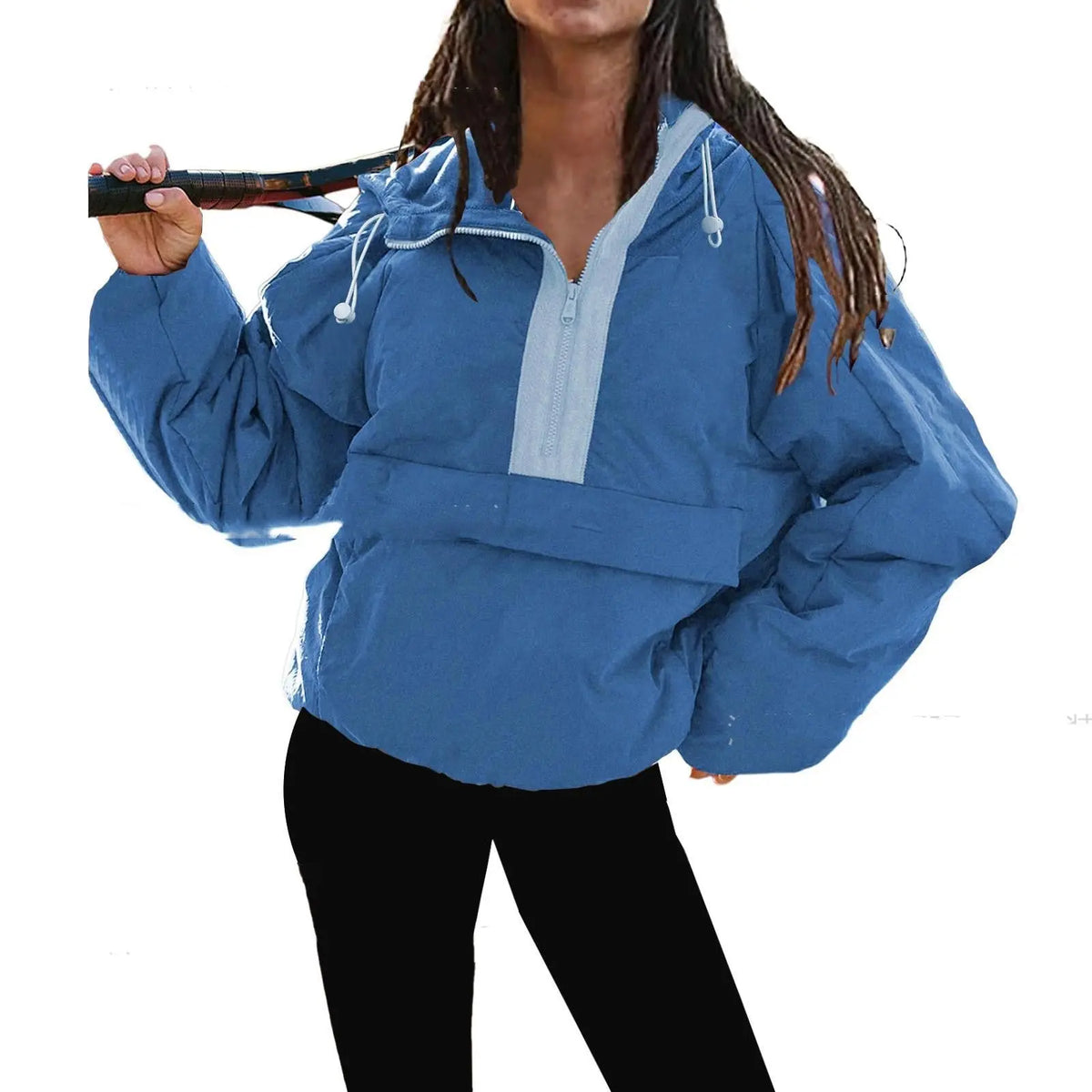 Tooling Style Hooded Sweater Contrast Color hercurva