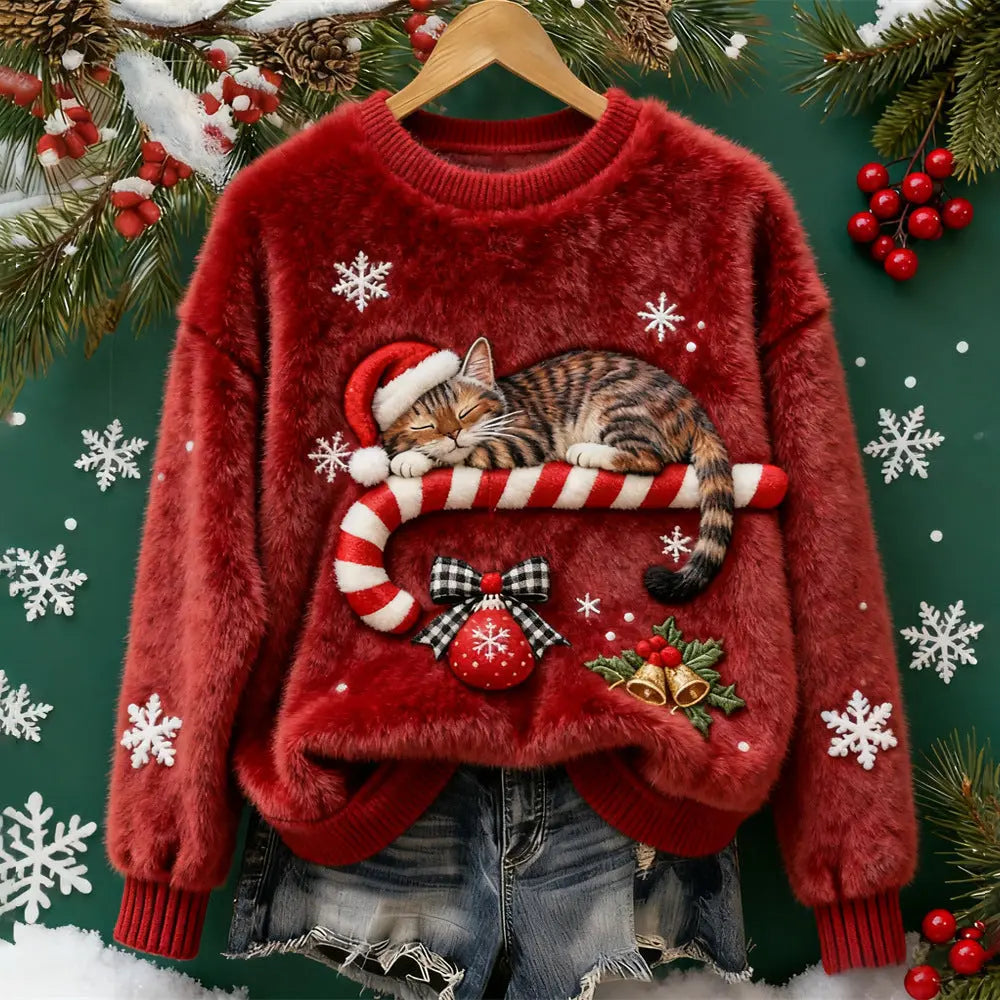 Women's Christmas Crew-neck Patterned Top hercurva