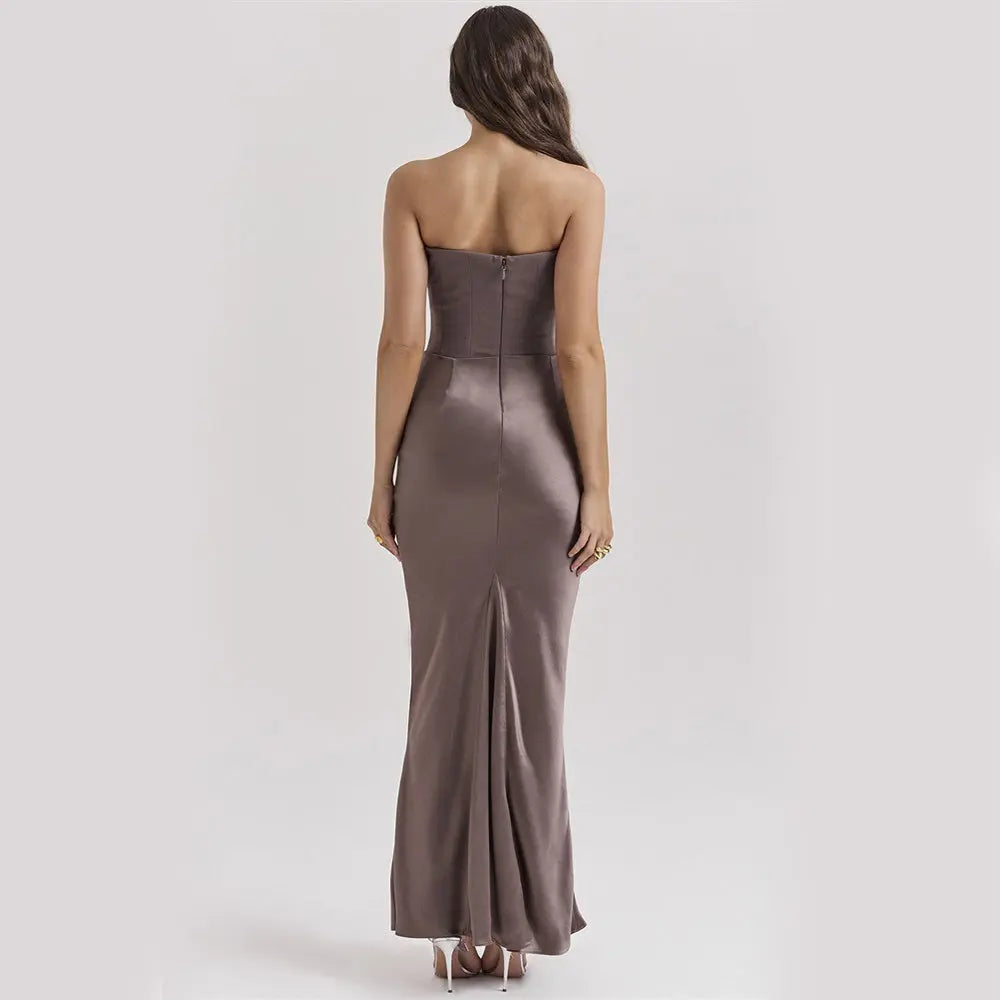 Slim Tube Top Long Dress Sexy Fashion Bandeau Backless Party Evening Dresses For Women Clothing hercurva
