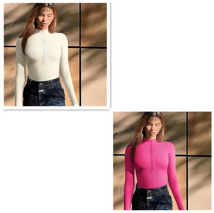 Fashion Long Sleeve Zipper Jumpsuit Seamless Slimming Shapewear For Women Romper hercurva
