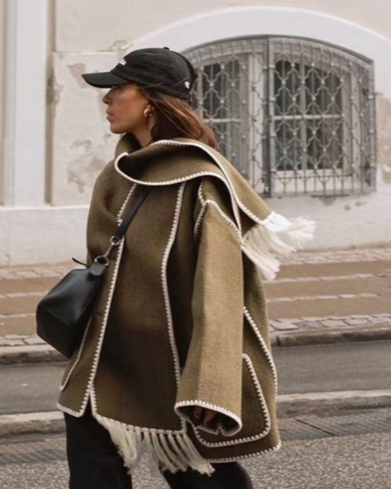 SUMA - Hepburn Style Woolen Cape Coat RSA11568