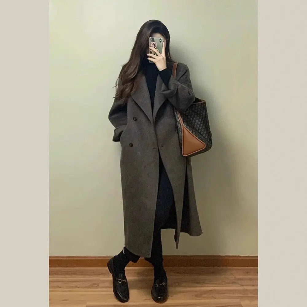 Women's Thickened Knee-length Mid-long Korean-style Wool Coat hercurva