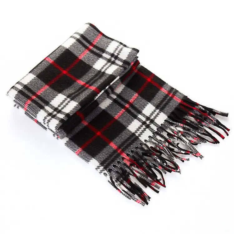 Autumn And Winter Black And White Plaid Plus-sized Thickening Thermal Men's And Women's Scarf hercurva