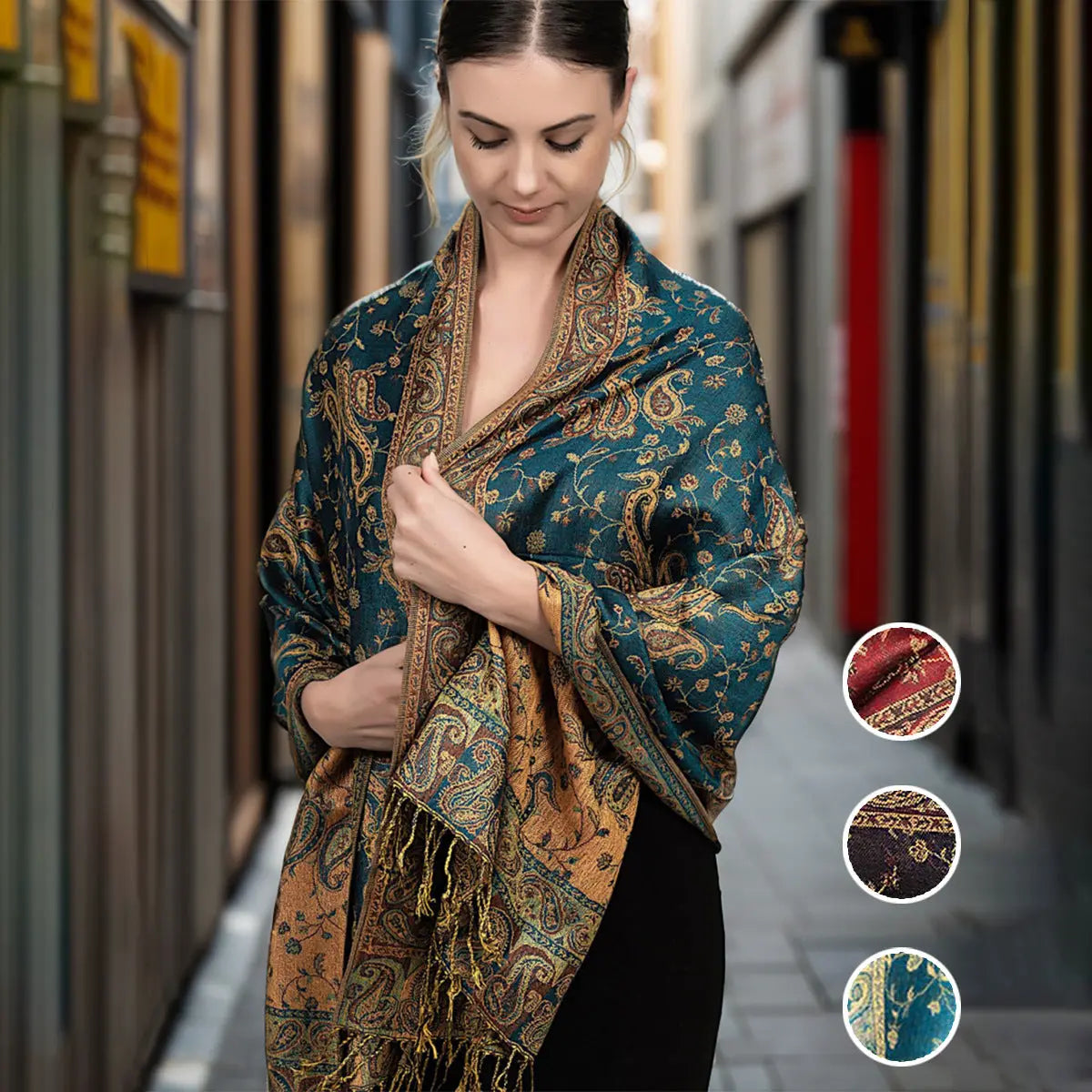 Ethnic Style Vintage Tassel Shawl Middle East Paisley Jacquard hercurva