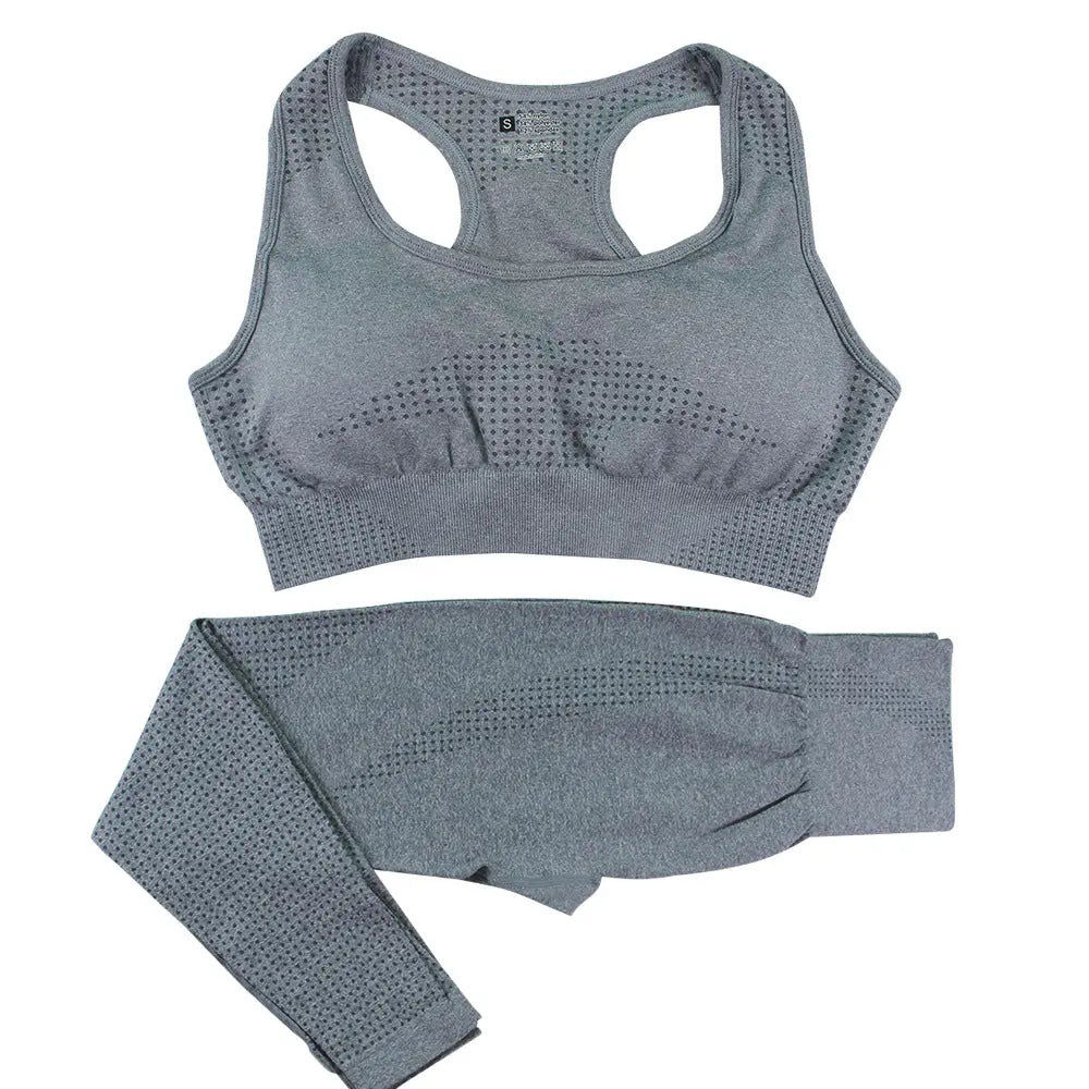 2PCS Seamless Yoga Set Women Tracksuit High Waist Leggings Workout Sportswear Gym Clothing Fitness Crop Top Sports Suits Gym Set hercurva
