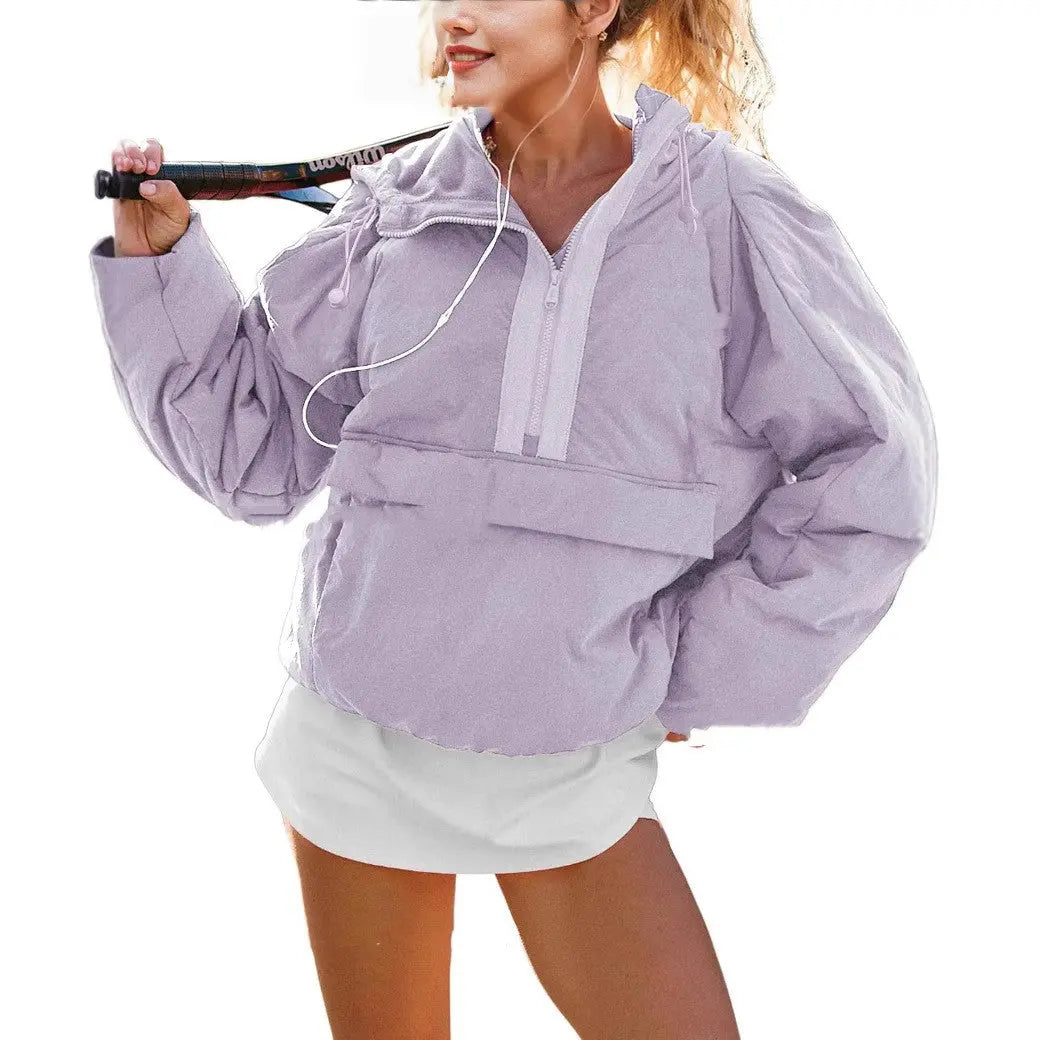 Tooling Style Hooded Sweater Contrast Color hercurva
