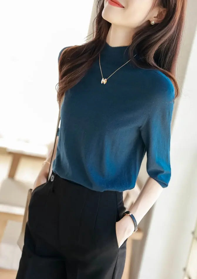 Women's Mid-sleeve Top, Base Layer, Thin Sweater hercurva