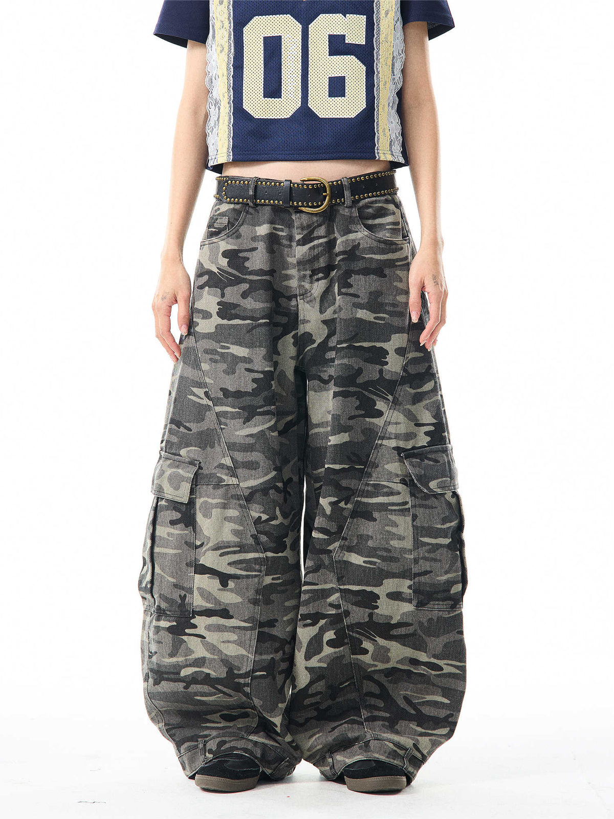 Retro Camouflage Wide-leg Overalls Women's Loose Casual Pants hercurva