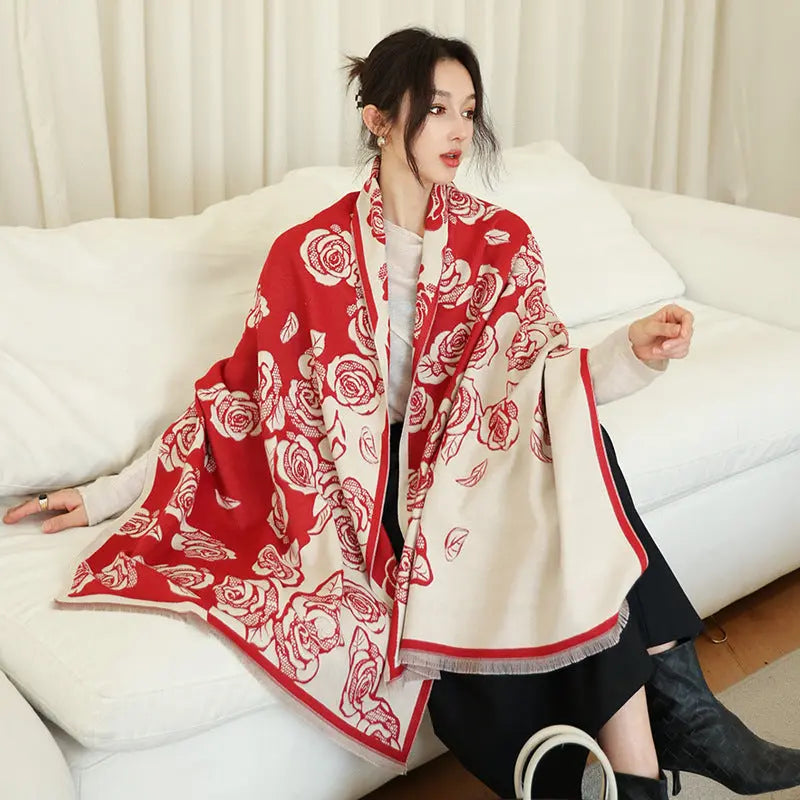 Female Versatile Fashion Thickened Warm Cashmere Scarf hercurva