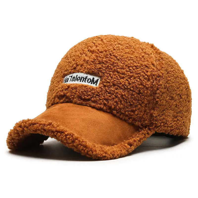 Autumn Winter Color Matching Fashion All-match Plush Warm Peaked Cap hercurva