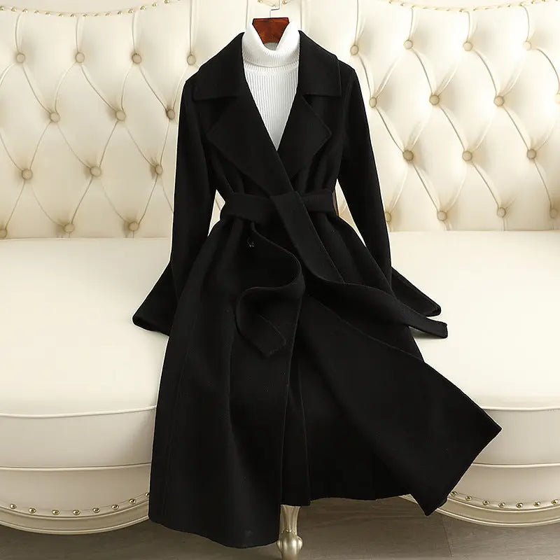 Cashmere Coat Slim Fit Thin Over The Knee Woolen Coat hercurva