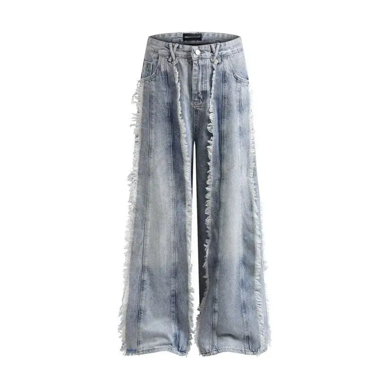 Jeans Destroyed Loose Burrs Wide Leg Bootcut Pants hercurva