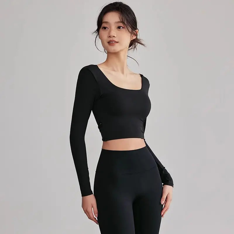 Beauty Back Long Sleeve T-shirt Running Training Workout Clothes hercurva