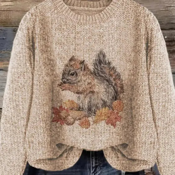 Thick Needle Digital Printing 3D Round Neck Sweater hercurva