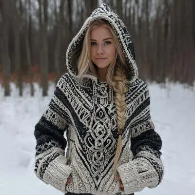 Women's Skin-friendly, Anti-pilling Knitted Cardigan With A Round Neckline, Loose Fit, And Long Length hercurva