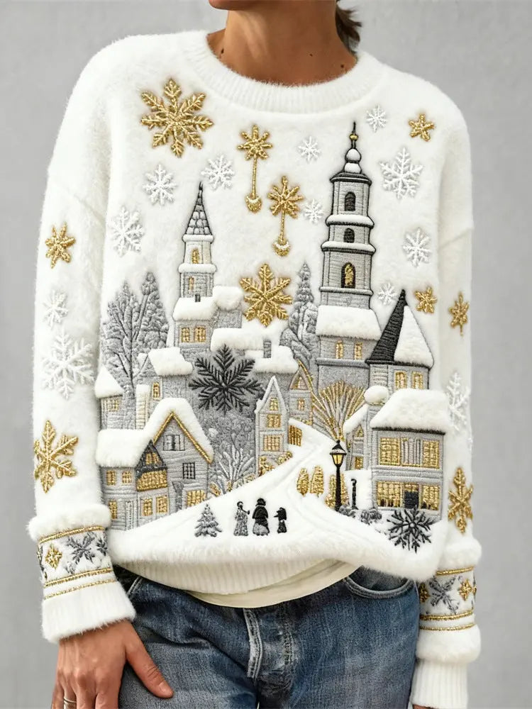Women's Christmas Crew-neck Patterned Top hercurva