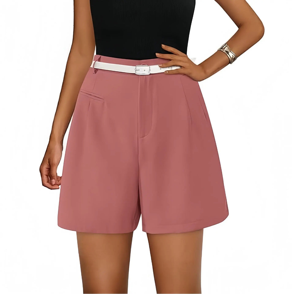 Elastic High Waist Wide Leg Casual Shorts hercurva