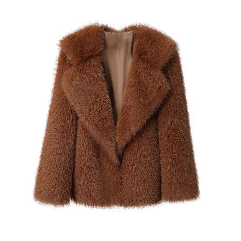 Lapel Leather Fur Coat Women's Artificial Wool Clip Coat hercurva