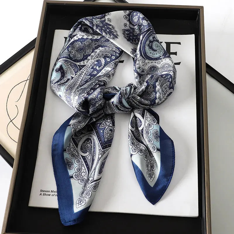 Artificial Silk Striped High-grade Korean Style Stylish Beach Arm Bag Silk Scarf hercurva