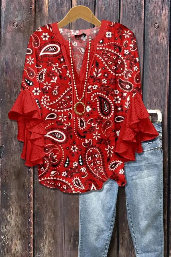 Casual Top With A Creative Floral Print And Digital Printing hercurva