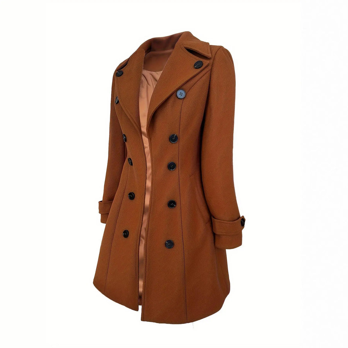 European And American Elegant Women's Solid Color Double Breasted Woolen Coat hercurva