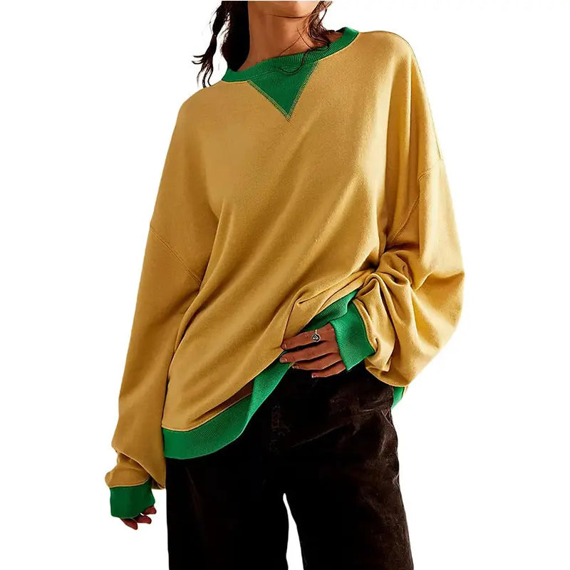 Loose Casual Contrast Color Sweater For Women hercurva