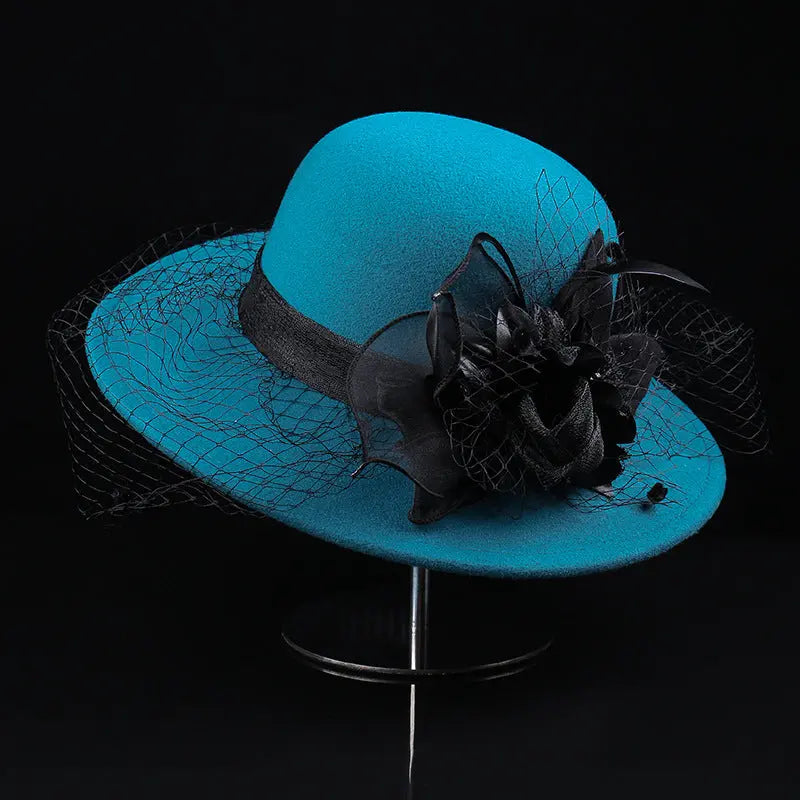 Net Yarn Flowers Woolen Basin Hat Female European And American French Hepburn Style hercurva