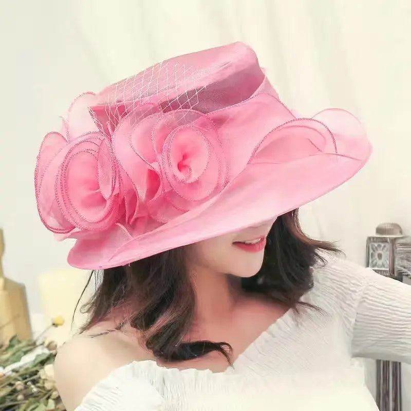 Women's Sun Hat Mesh Bowler Hat Organza Summer Sun Hat hercurva