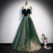 Banquet Sling Temperament Long Dress Dark Green Fantasy Mori hercurva