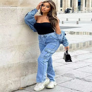 Cargo Jeans Women's Spring And Autumn Multi-pocket Wide-leg Casual Pants hercurva
