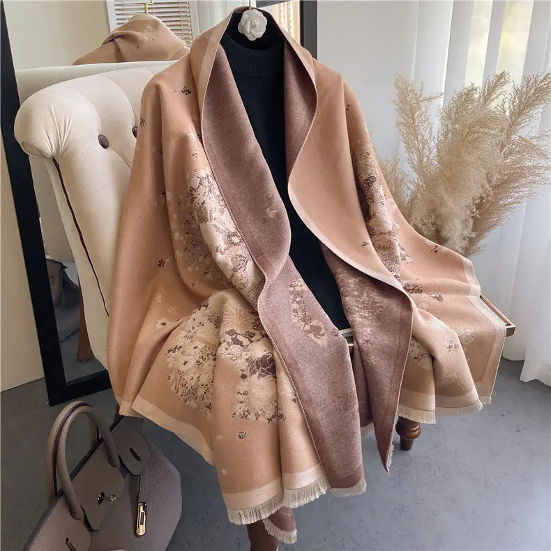 Lady Style Cashmere-like Double-sided Thermal Student Scarf Air Conditioning Shawl hercurva