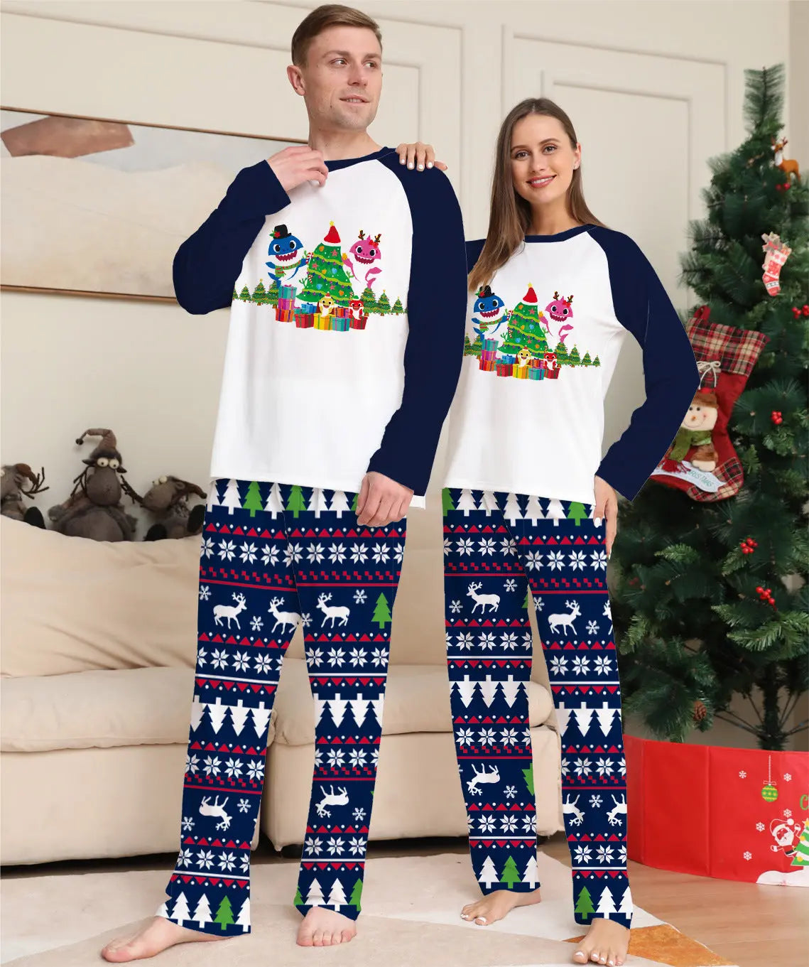 Family Matching Christmas Pajamas Set Xmas Long Sleeve Sleepwear Nightwear For Couples Kids Baby hercurva