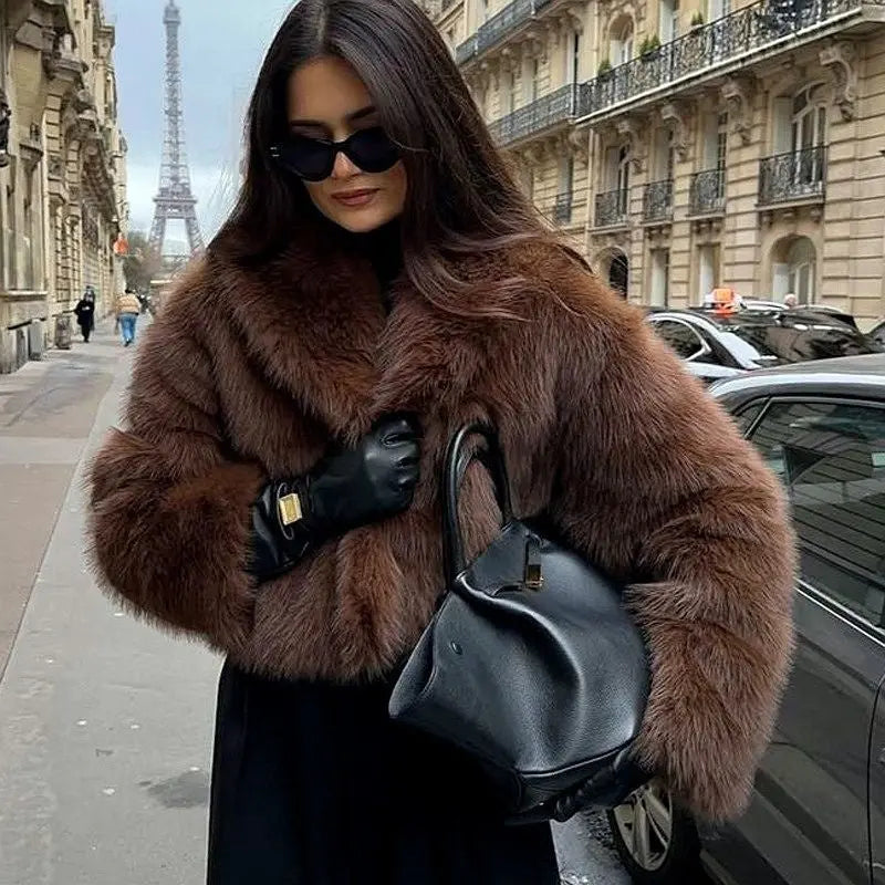 Faux Fur Coat Female Short Chic hercurva