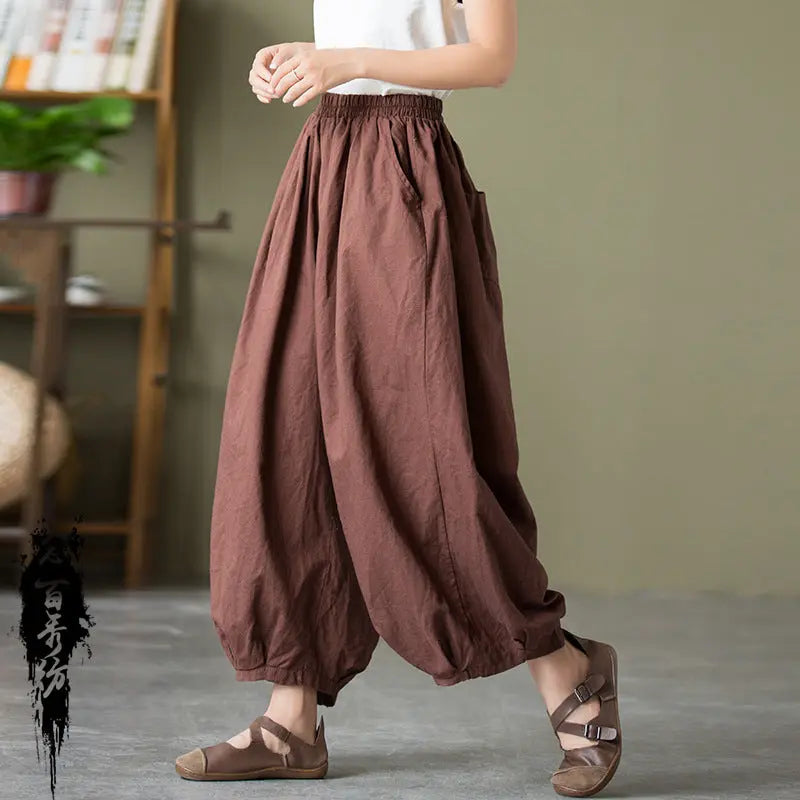 Cotton Linen Women's Sand Washed Linen Bloomers hercurva