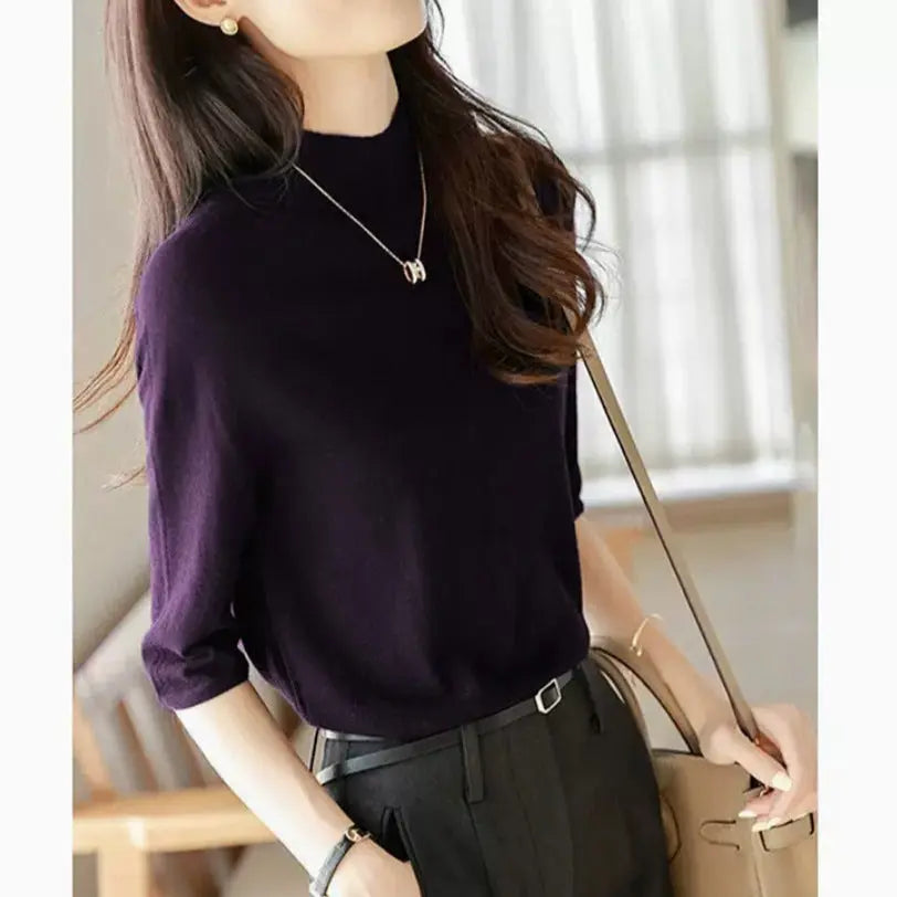 Women's Mid-sleeve Top, Base Layer, Thin Sweater hercurva