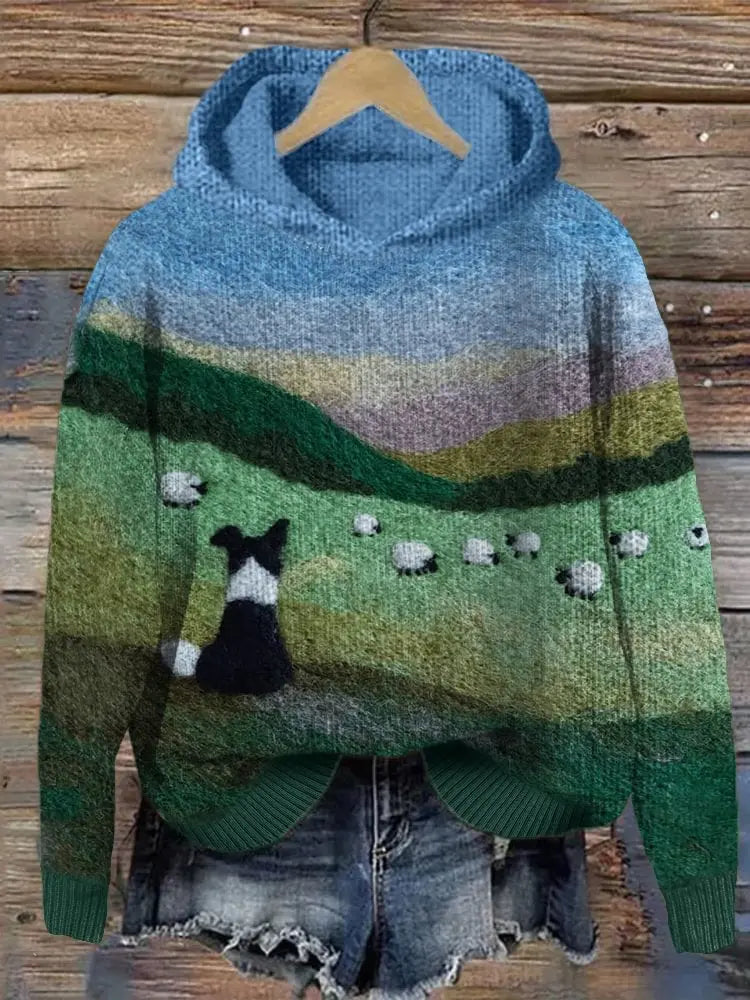 Animal Print Hooded Women's Sweater hercurva