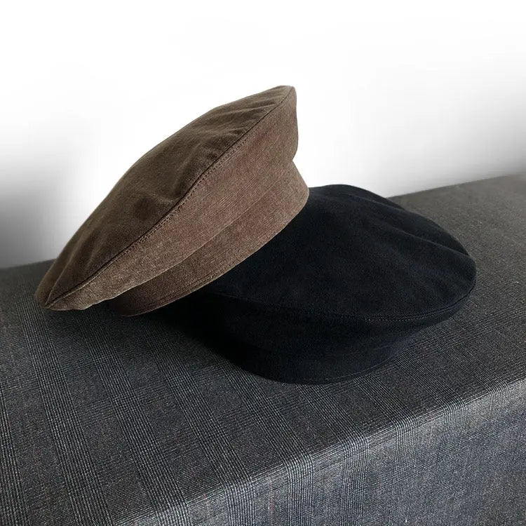 Dark Beret For Women With Large Faces Black Painters Cap hercurva